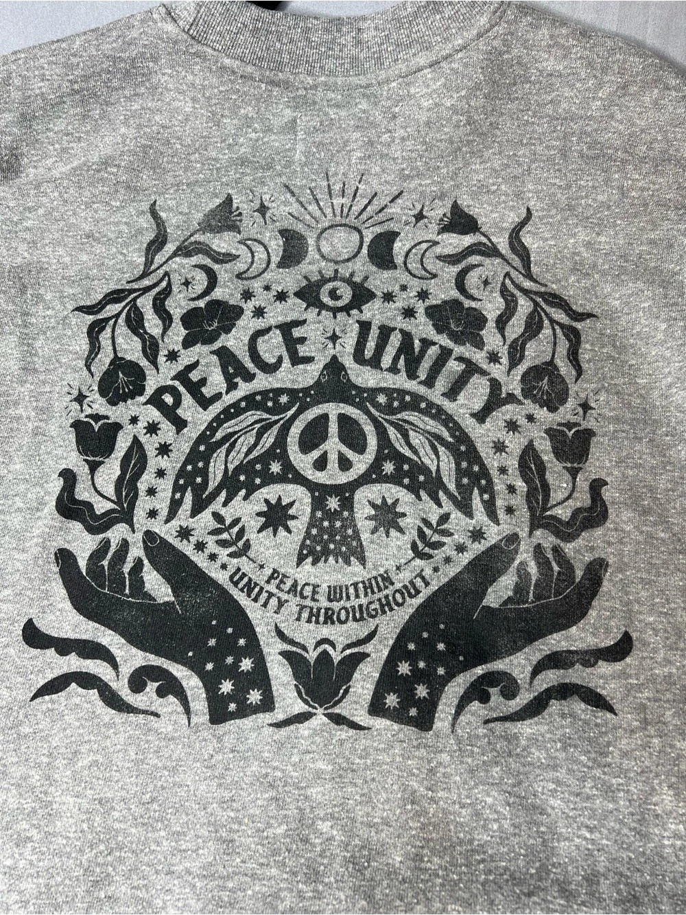 Spiritual Gangster Peace Dove Savasana Sweatshirt Gray Small - Picture 3 of 10